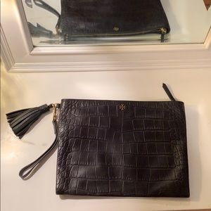 Tory Burch Croco Wristlet Pouch